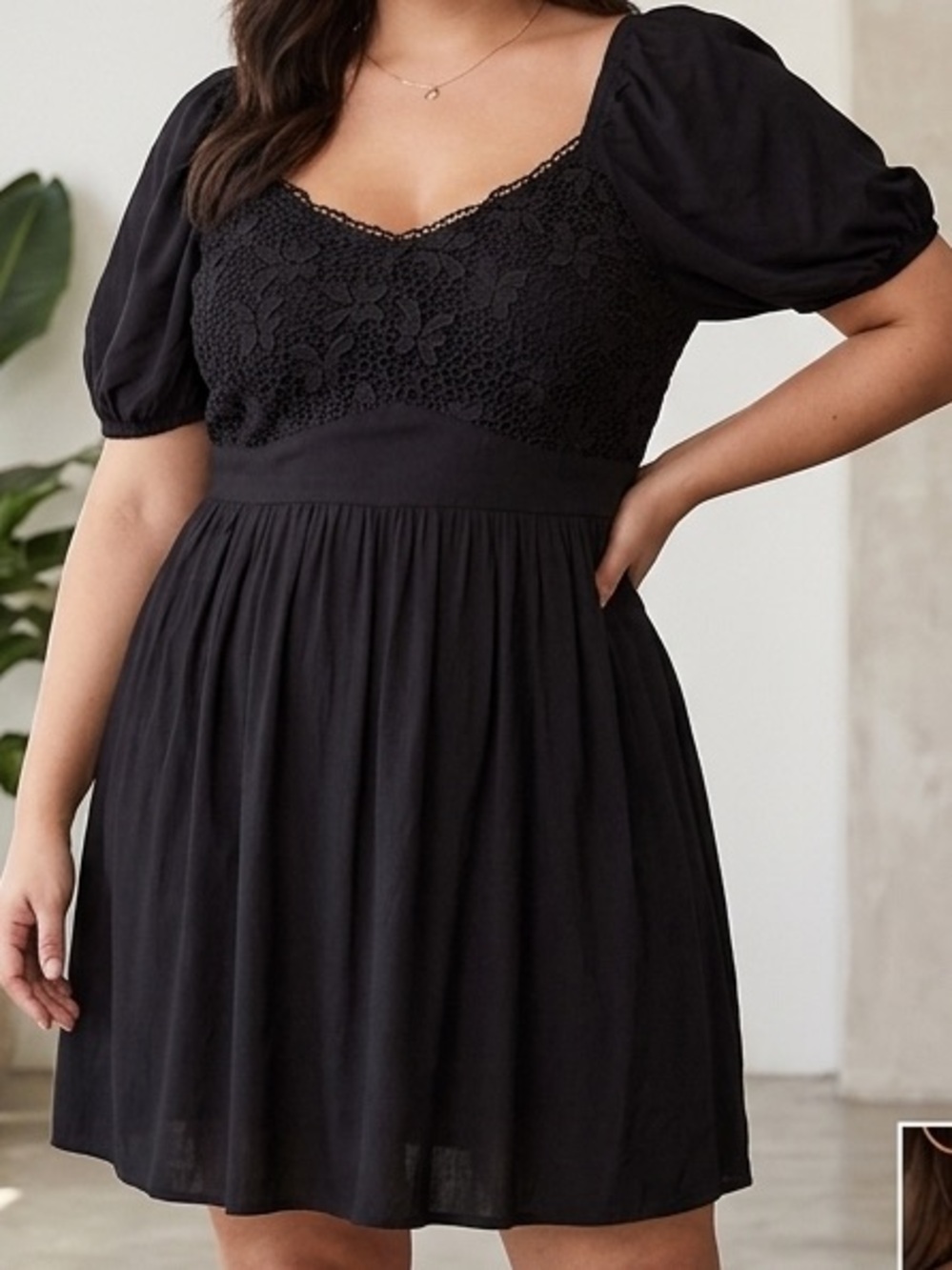 Torrid Lace Inset Balloon Sleeve Mini Dress NWT